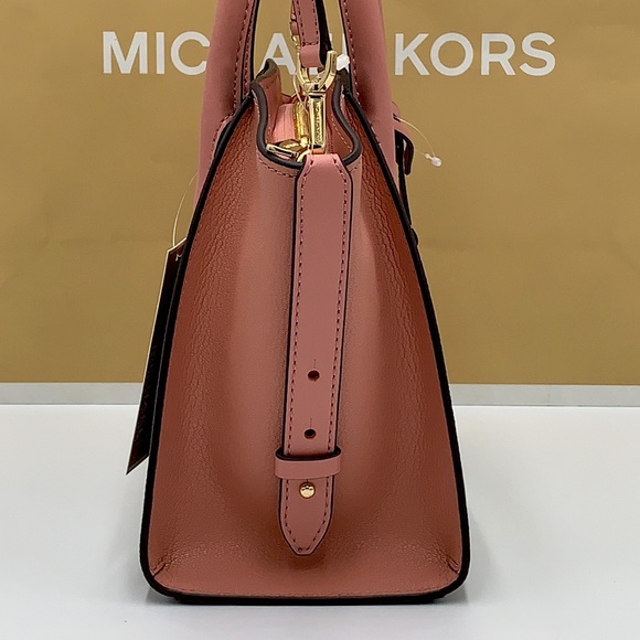 Michael Kors Avril Small Logo Top-Zip Satchel Sunset Rose - Picture 6 of 16